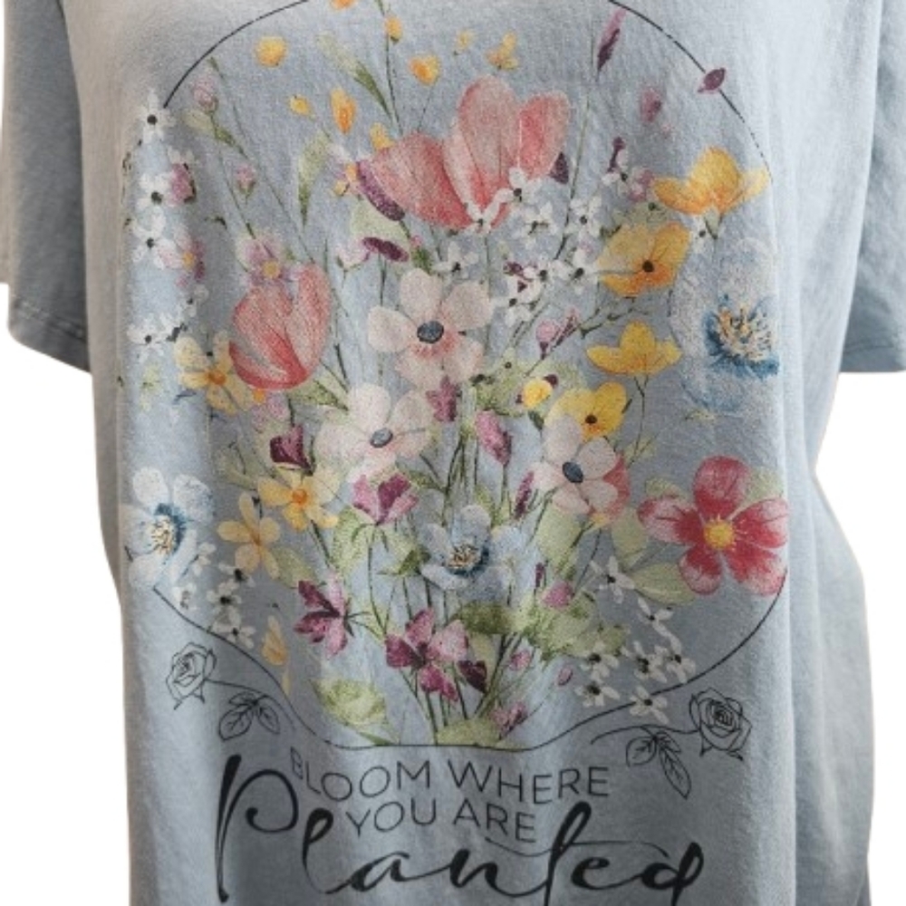 Maurices Floral Graphic Women's Top - Blue - Picture 2 of 6
